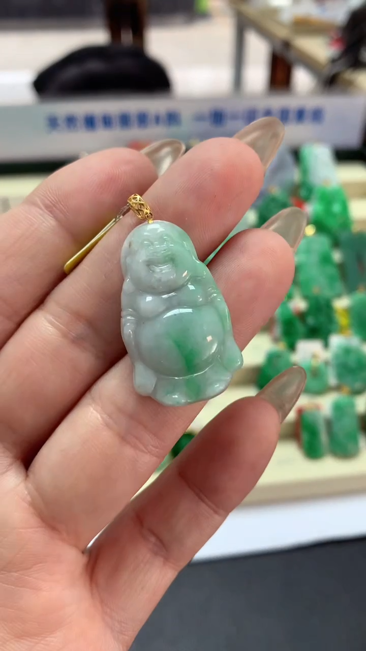 【闪购商品】翡翠吊坠(不含链)18K金镶嵌挂件