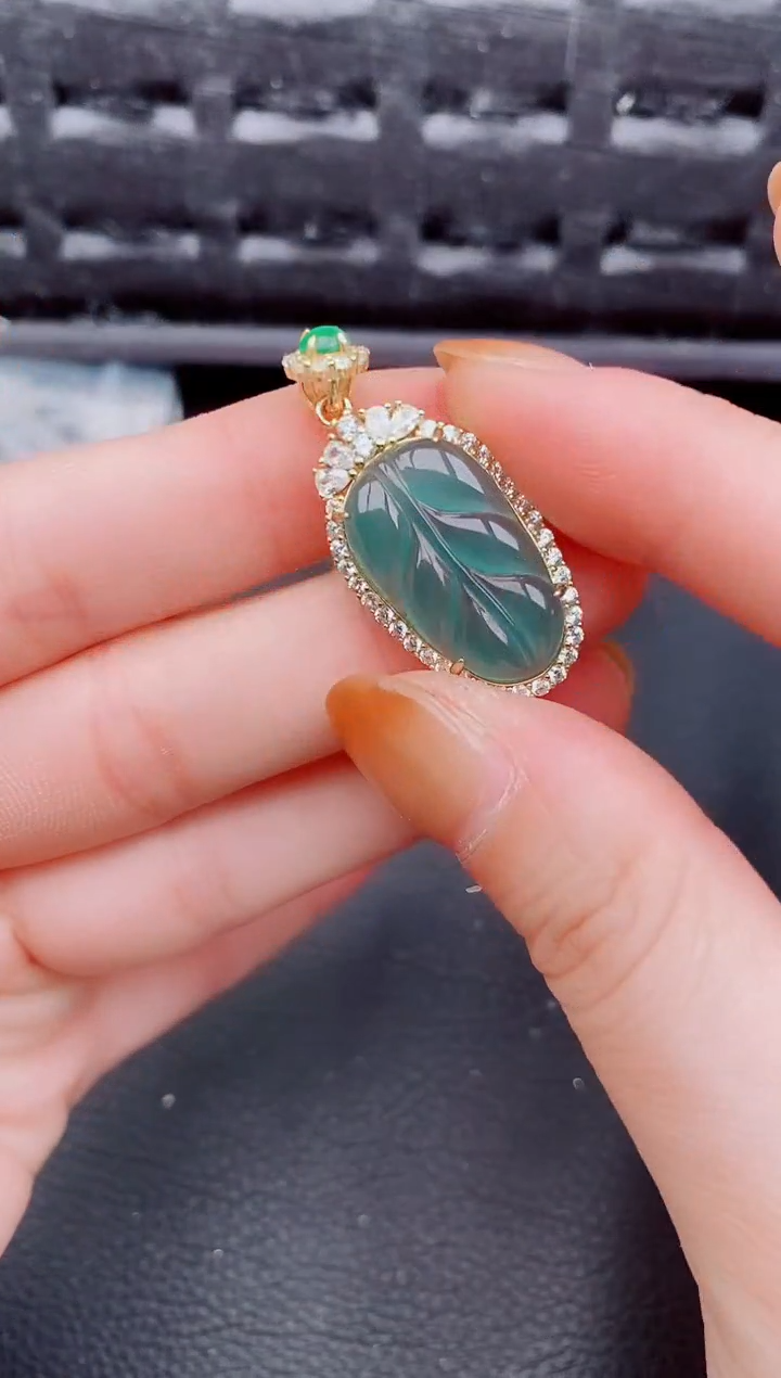 【闪购商品】翡翠颈饰银S925镶嵌天然a货翡翠1131