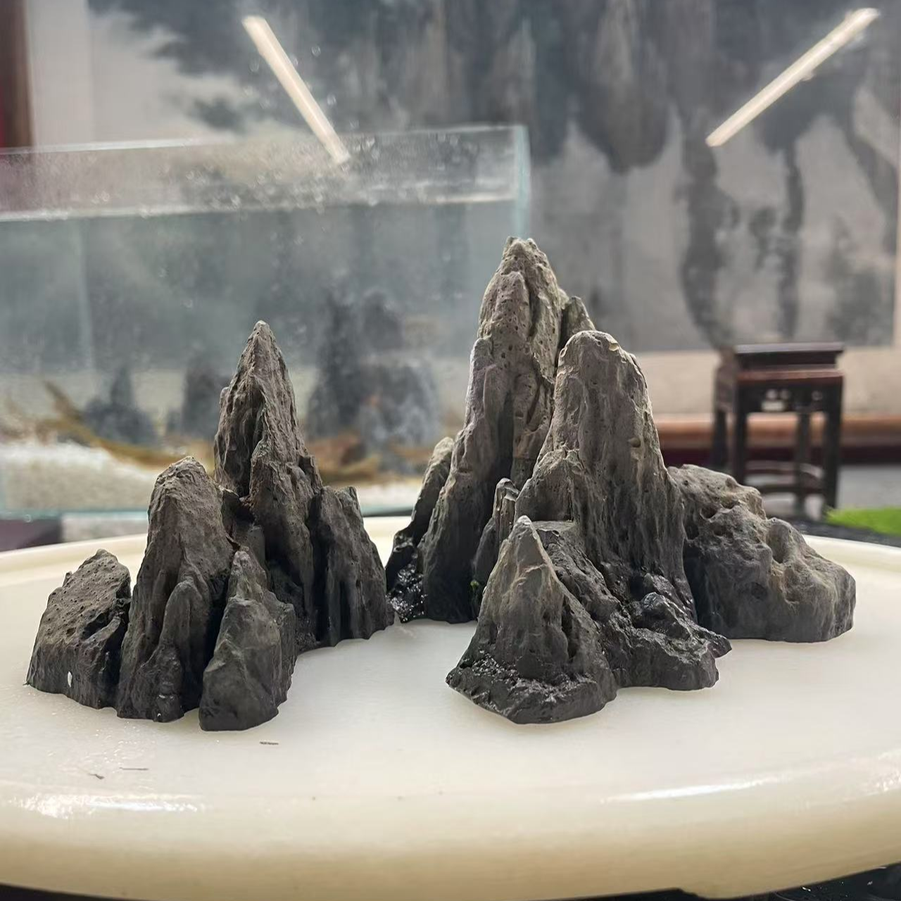 小山峰盆景鱼缸造景