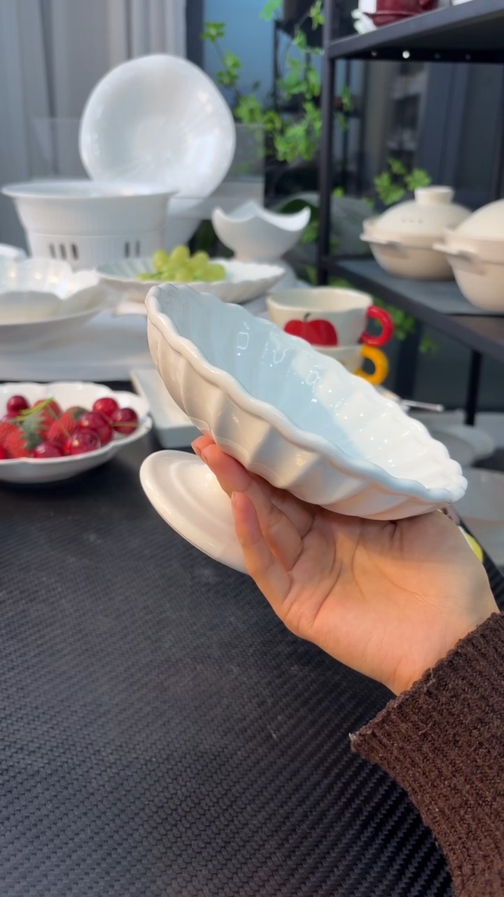 白瓷6.5法式罗马高脚水果盘