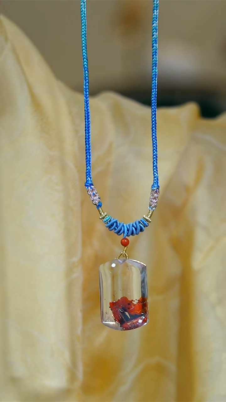 【闪购商品】水晶项链未镶嵌红胶花无事牌手工绳项链