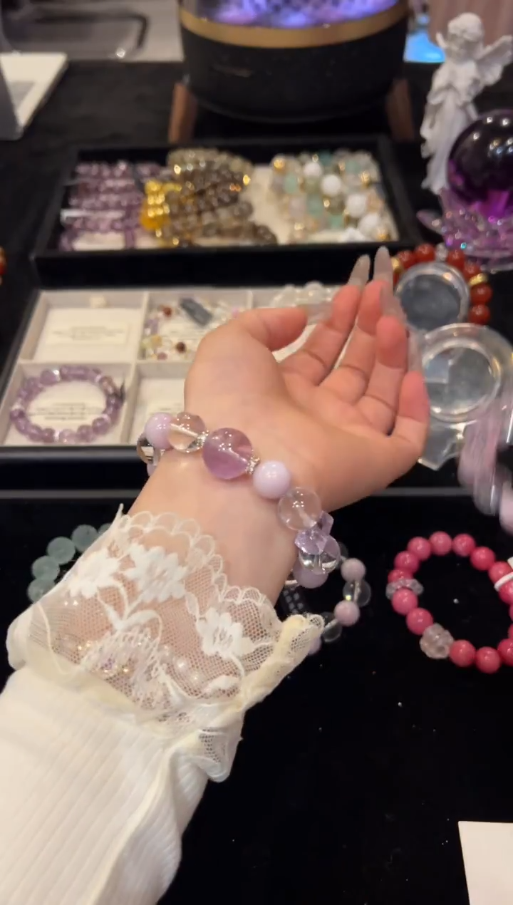 未镶嵌手串水晶紫锂灰手串