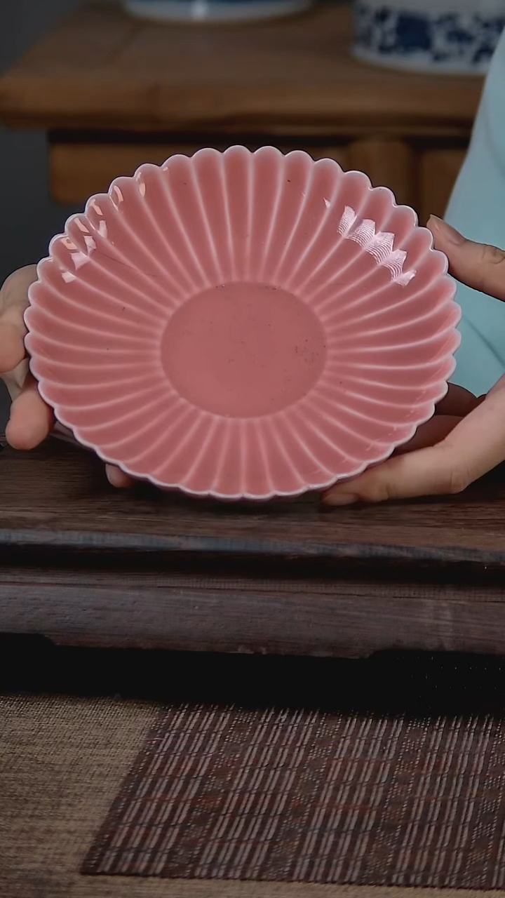 折葵非器手工手绘颜色釉莲瓣粉壶承
