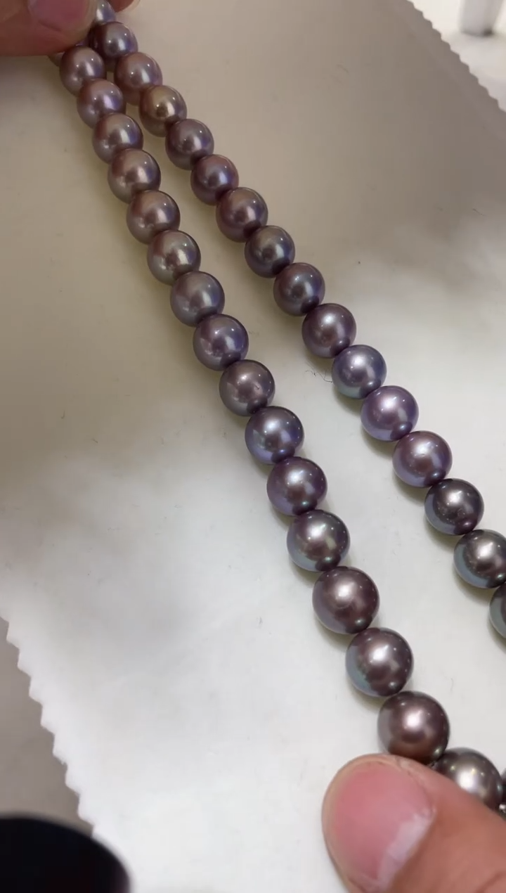 【闪购商品】淡水珍珠颈饰银S925镶嵌11-13紫珠渐变项链