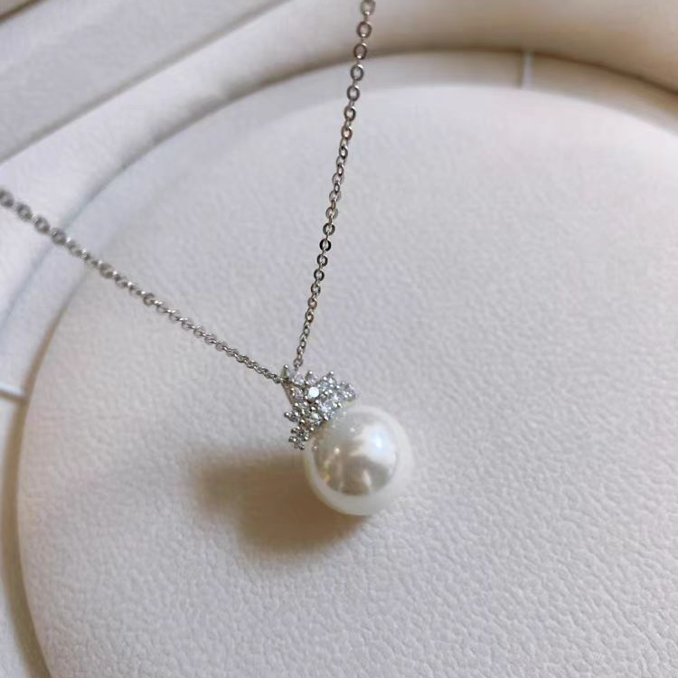 FXM/梓珊 合金项链 白色珠珠皇冠项链  ZF-B66