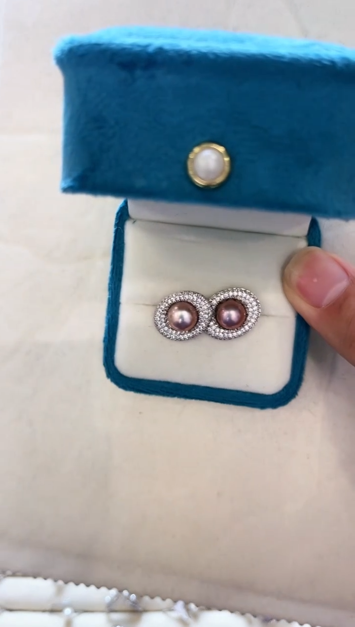 【闪购商品】淡水珍珠耳饰未镶嵌紫珠星河耳钉
