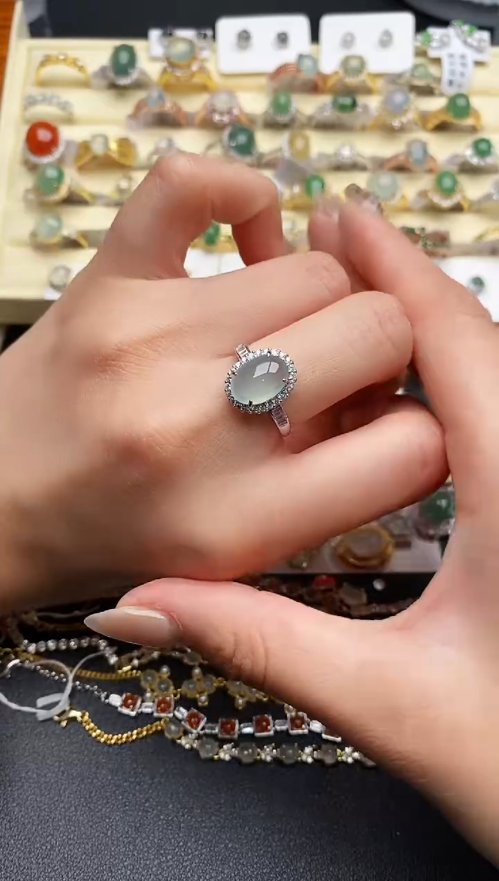 【闪购商品】翡翠戒指银S925镶嵌77777777+1