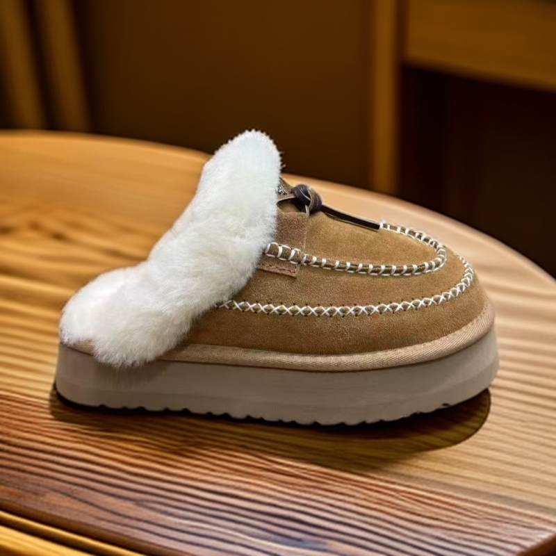 【阿尔派拖】秋冬季新款女士时尚舒适保暖休闲源头厚底懒人毛毛鞋