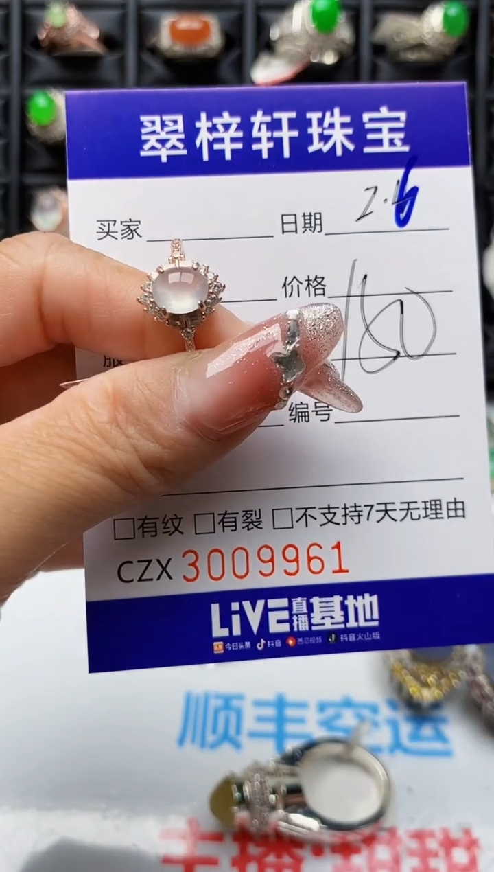 【闪购商品】翡翠戒指银S925镶嵌9961