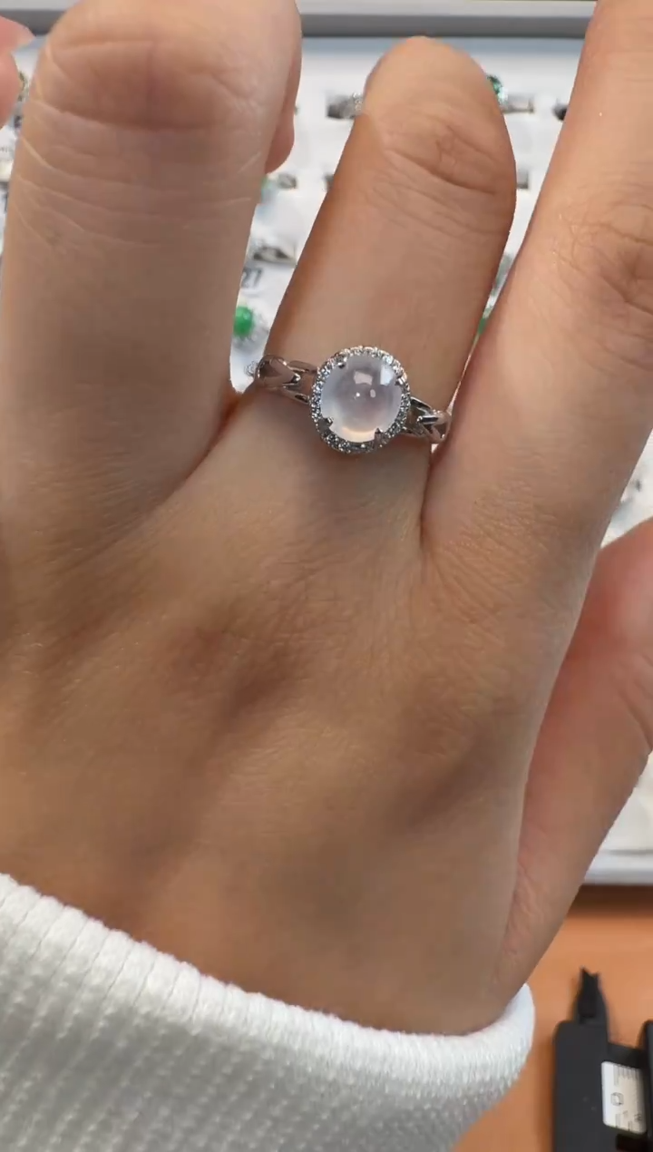 银S925镶嵌戒指翡翠925银镶翡翠戒指镶嵌38