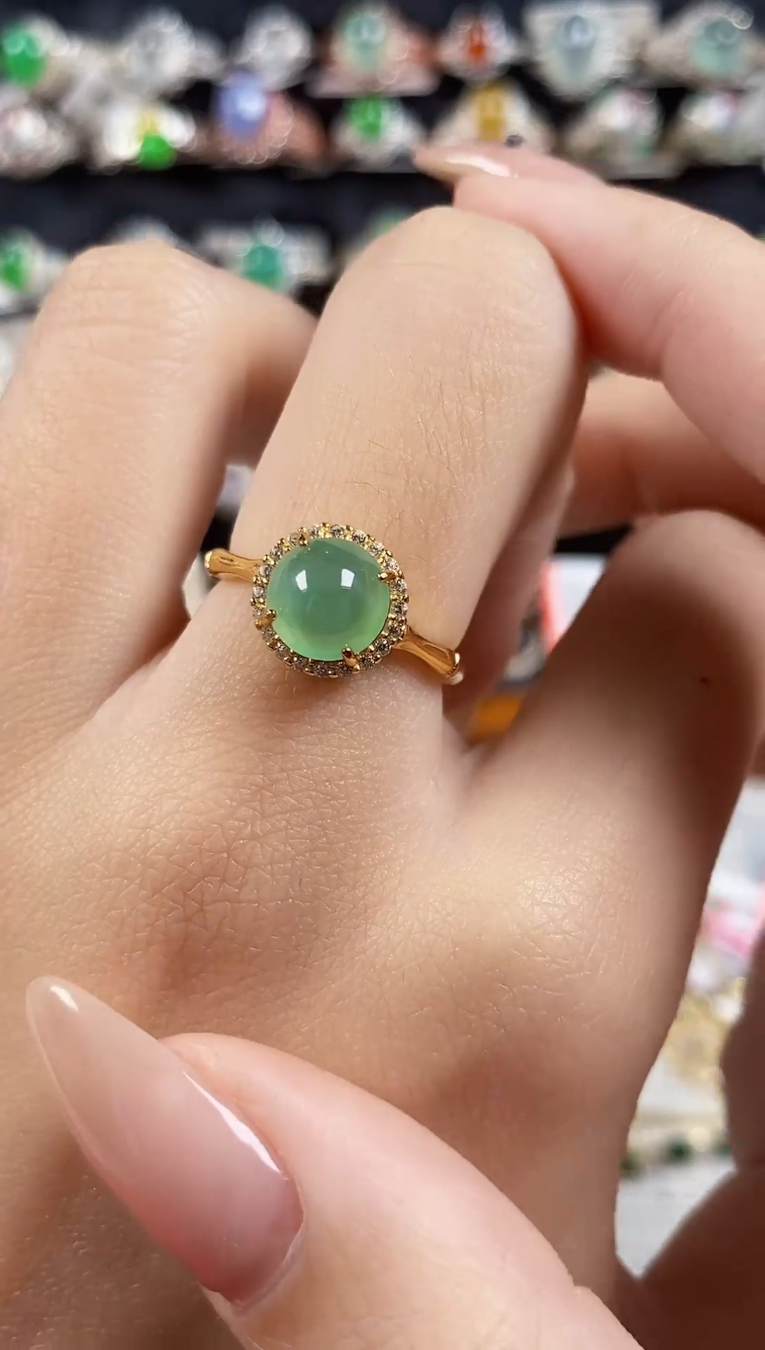 银S925镶嵌戒指翡翠 天然A货翡翠36