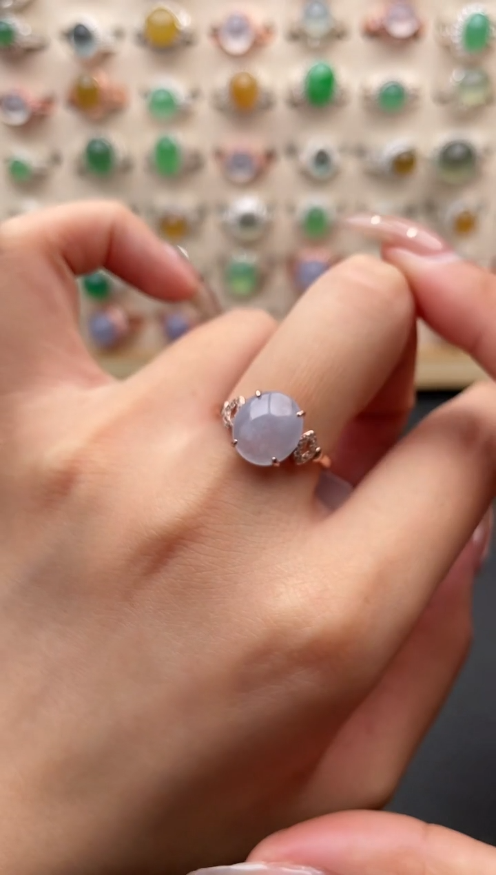 【闪购商品】翡翠戒指银S925镶嵌一物一证一礼盒