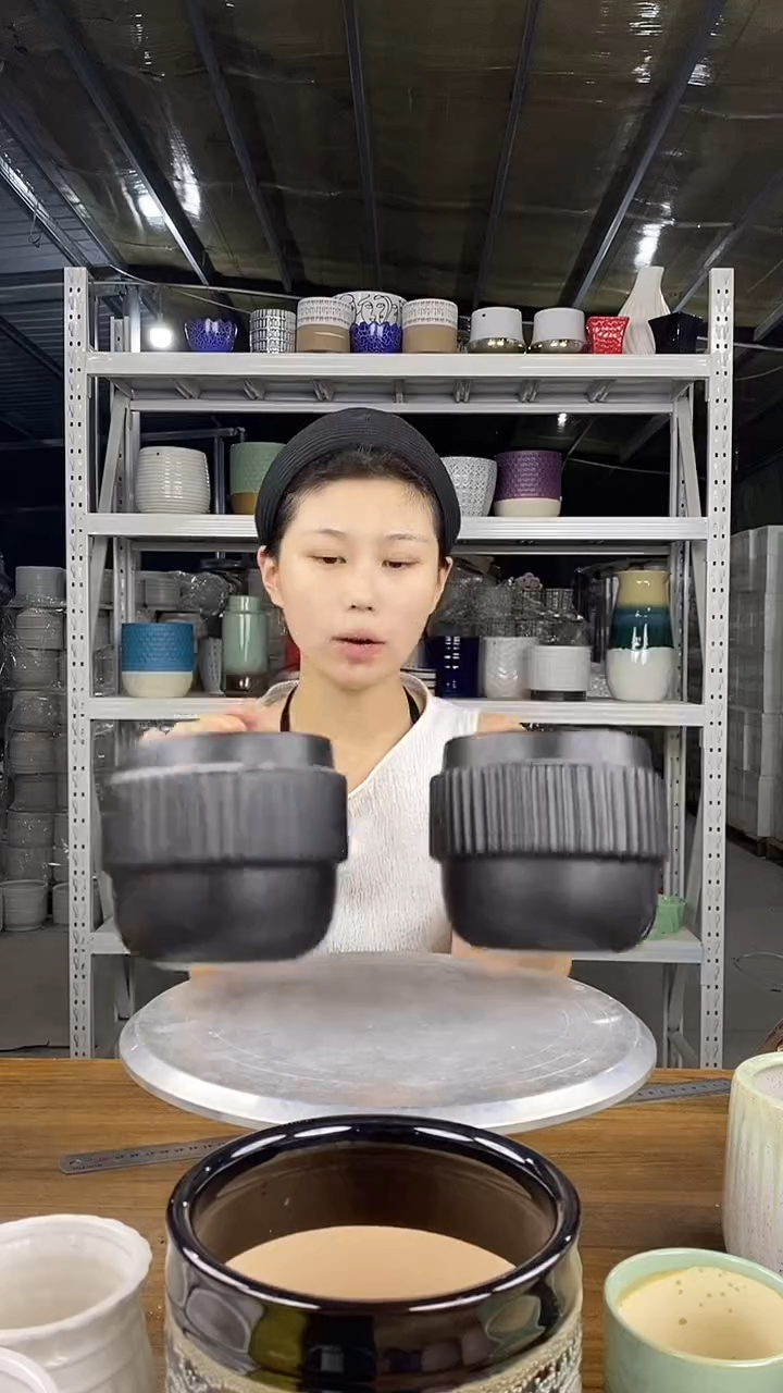 默认打孔陶瓷花盆宽高12-13.5两个