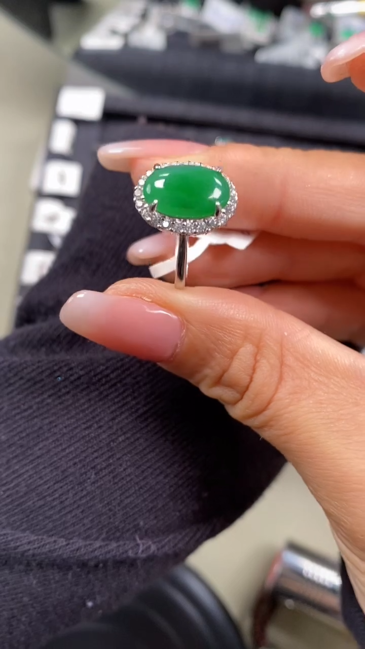 【闪购商品】翡翠戒指银S925镶嵌6718