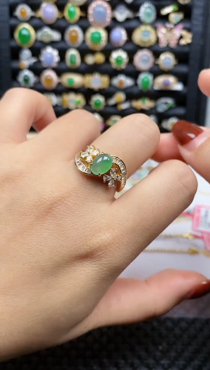 银S925镶嵌戒指翡翠486