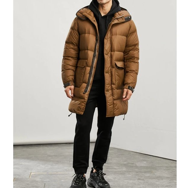 男士长款羽绒服冬季新款连帽加厚保暖白鸭绒