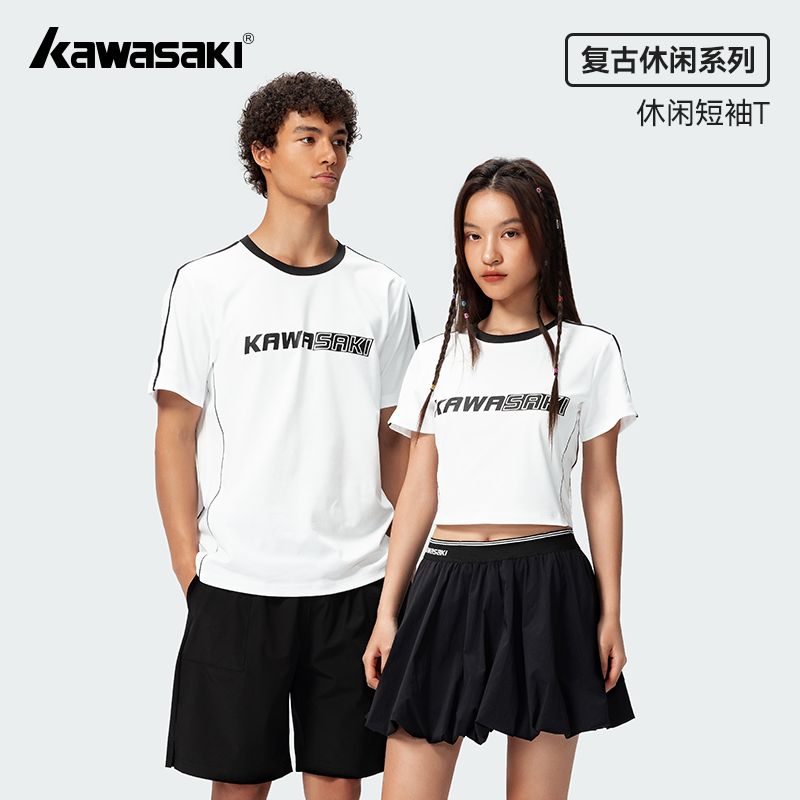 kawasaki/川崎T恤羽毛球服穿搭情侣服装大赛春夏季宽松女款男款