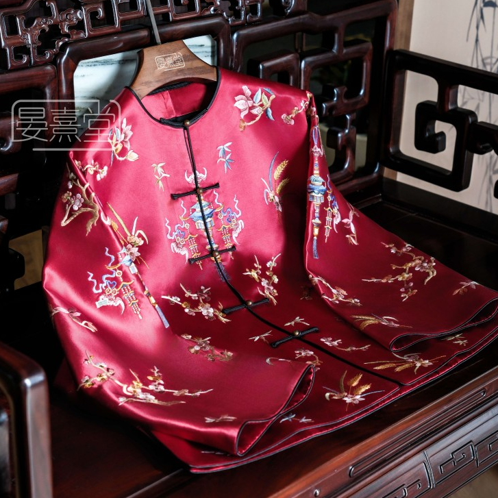 【晏熹堂·五谷丰登】新中式红色外套小袄国风对襟纯手工刺绣