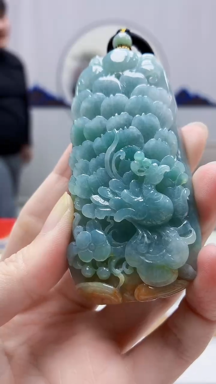 未镶嵌定制翡翠火*火5060zm-毛货挂件