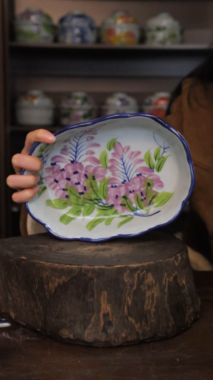 【闪购商品】椿野8.5寸花口果盘（紫藤）C140