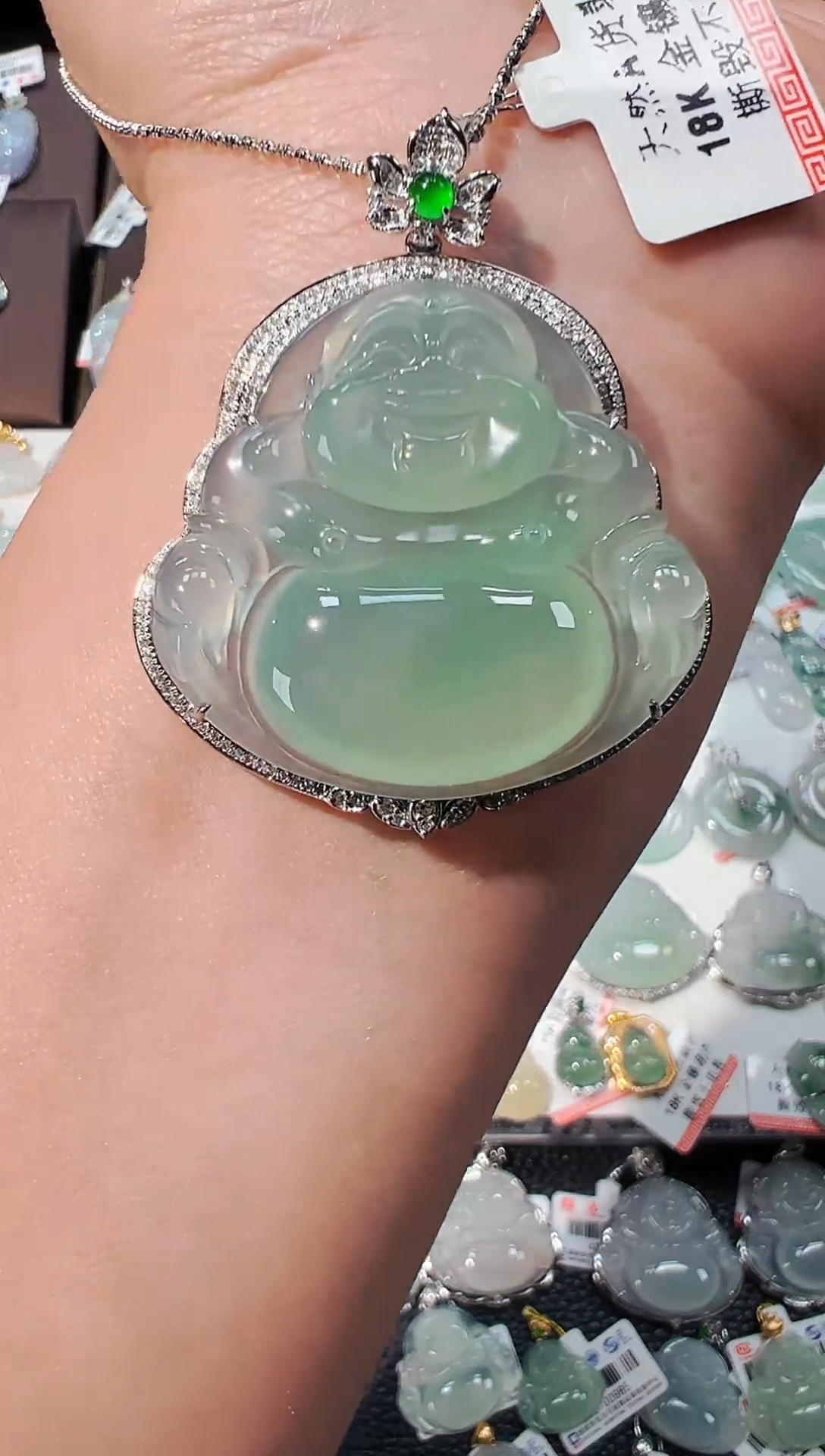 【闪购商品】翡翠吊坠(不含链)18K金镶嵌佛公吊坠998