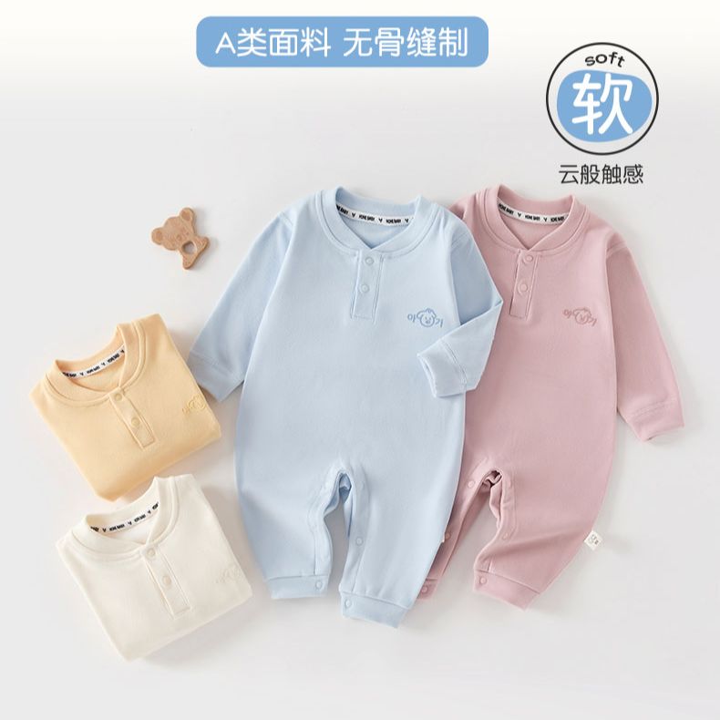 【新款】2025年新款德绒婴儿新生儿保暖套头内衣打底衣连体哈衣