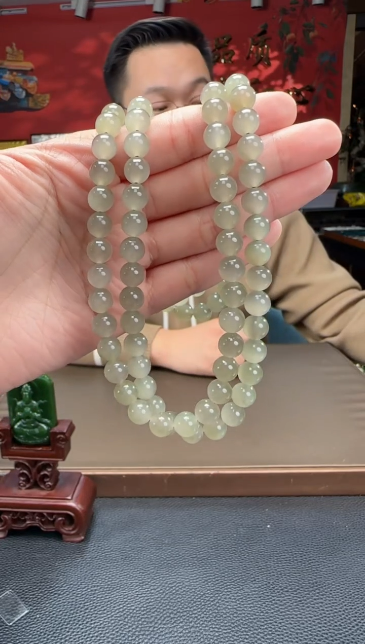 【闪购商品】和田玉颈饰未镶嵌烟紫带翠108颗多圈卡8