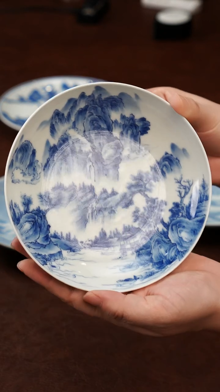 摆件陶景德镇瓷器，青花瓷手绘茶具~