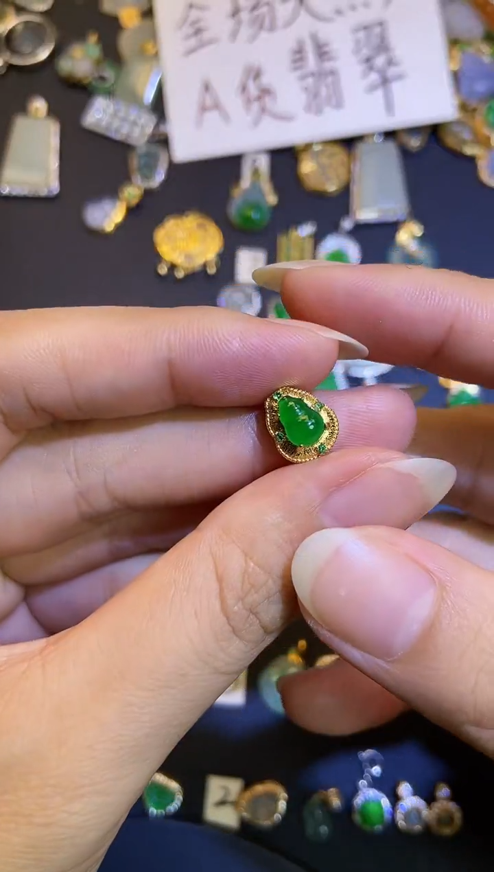 翡翠银S925镶嵌吊坠(不含链)1