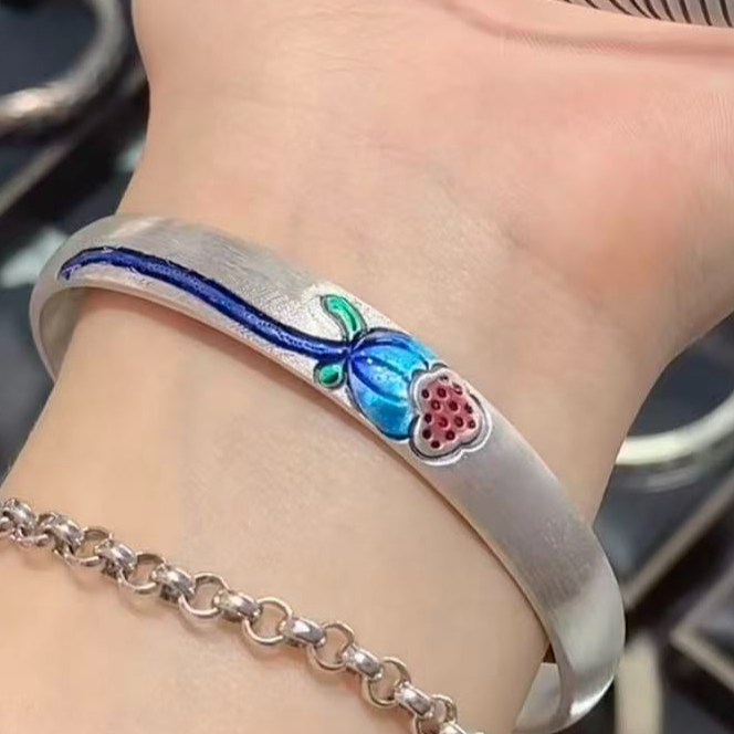 足银手镯 足银9999开口手镯收工33.21g