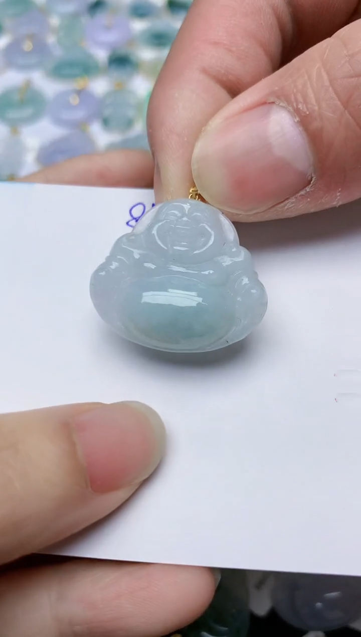 【闪购商品】翡翠颈饰18K金镶嵌天然翡翠A货    