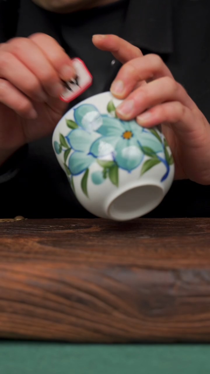 瓷片94寻一缕瓷香杯釉下手工手绘瓷器