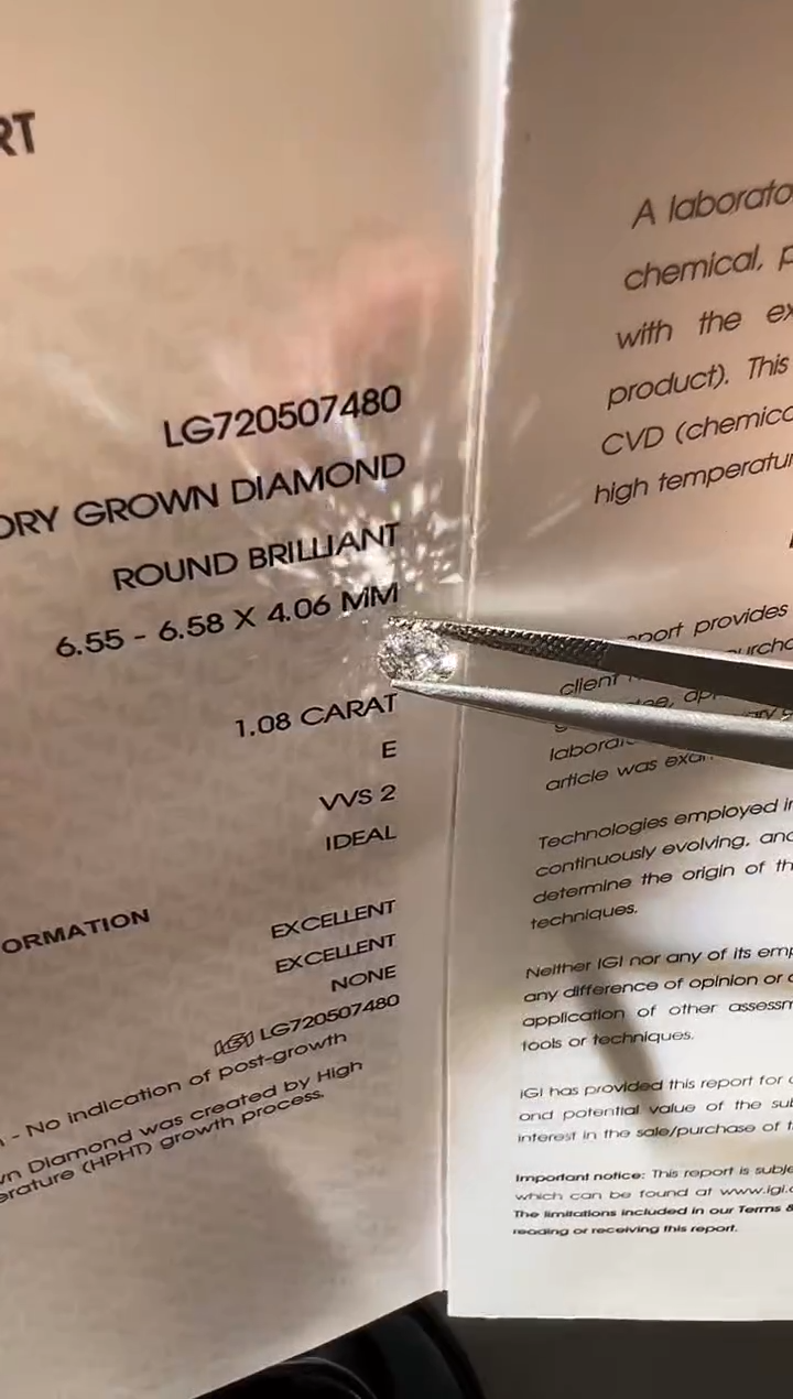 裸石实验室培育钻石LG7480 1.08ct