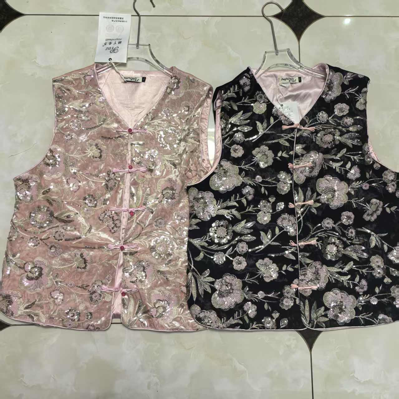 （宁家）春款新中式国风大码遮肉显瘦大气重工刺绣马甲