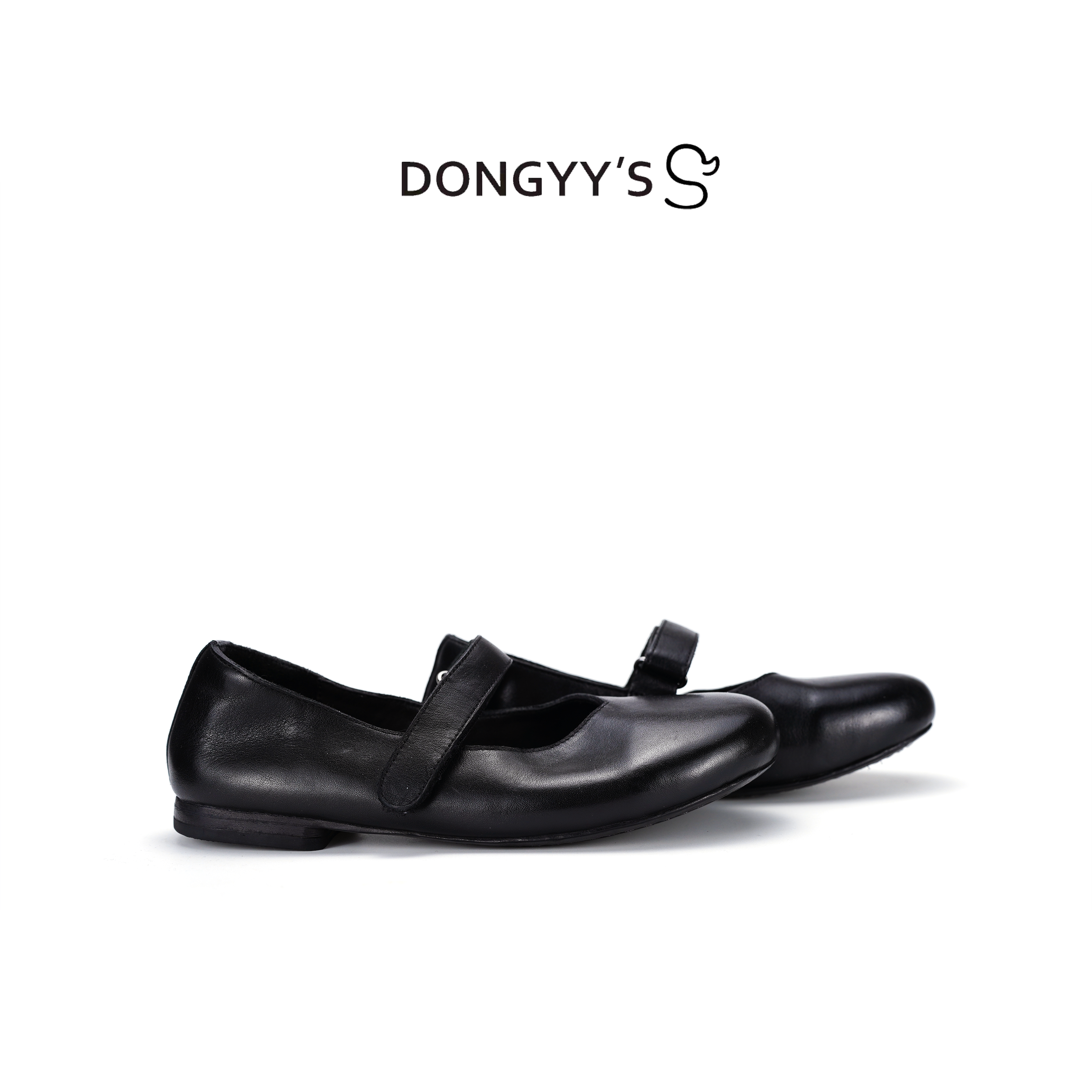 Dongyy's2025年新款水洗马皮玛丽珍气质浅口魔术贴法式一脚蹬单鞋