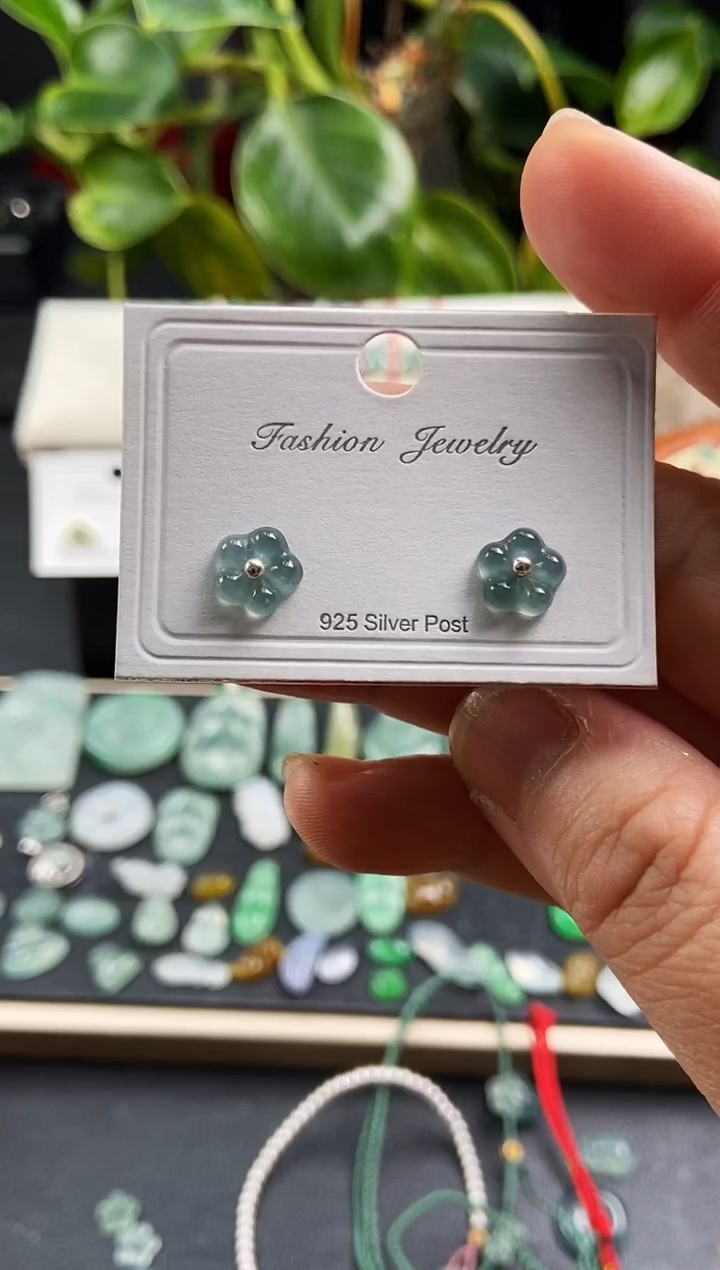 【闪购商品】翡翠吊坠(不含链)未镶嵌冰花耳钉