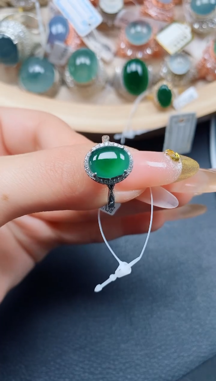 【闪购商品】翡翠戒指银S925镶嵌翡翠