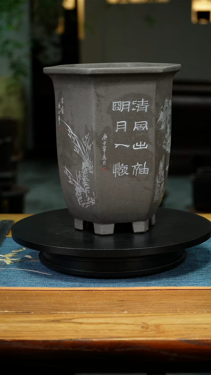 紫砂花盆李*精品兰花微