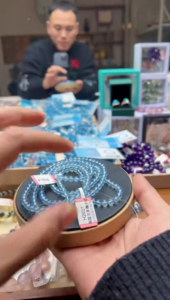 合成欧泊未镶嵌020海蓝宝多圈5mm+