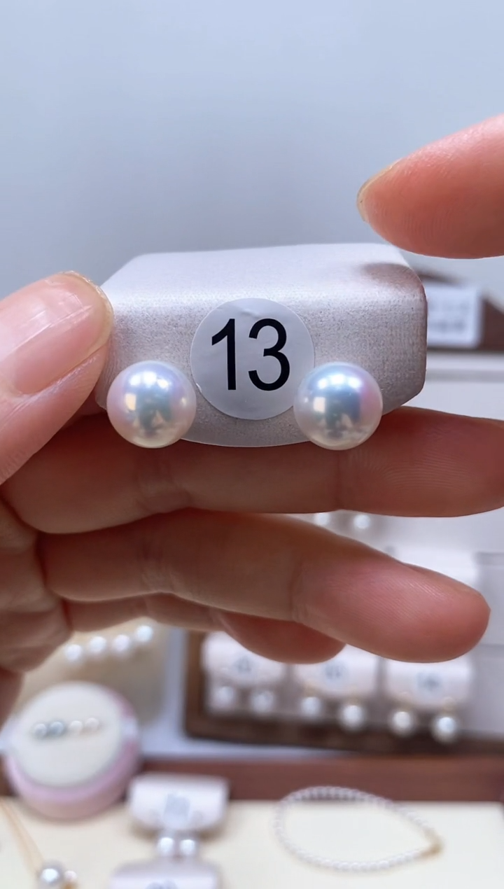 银S925镶嵌淡水珍珠耳饰单珠耳钉