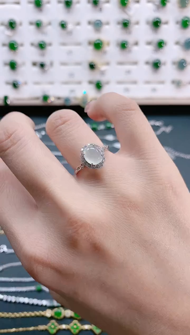 【闪购商品】翡翠戒指银S925镶嵌天然翡翠