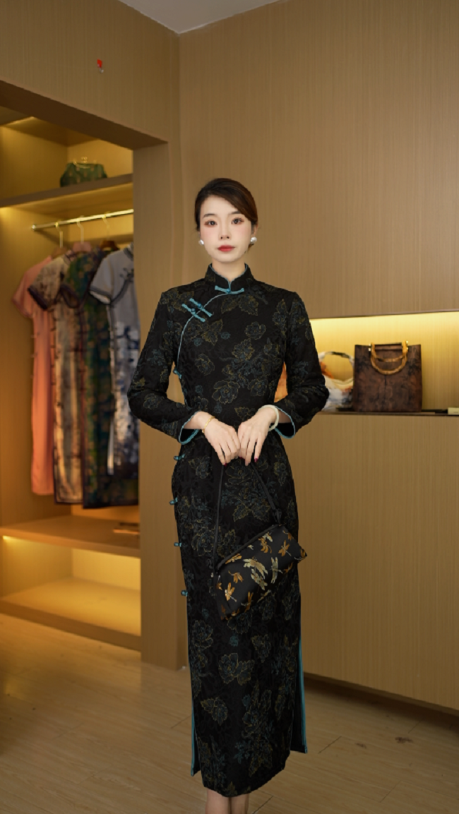 知秋 全开襟秋冬款保暖日常气质显瘦文艺优雅复古旗袍