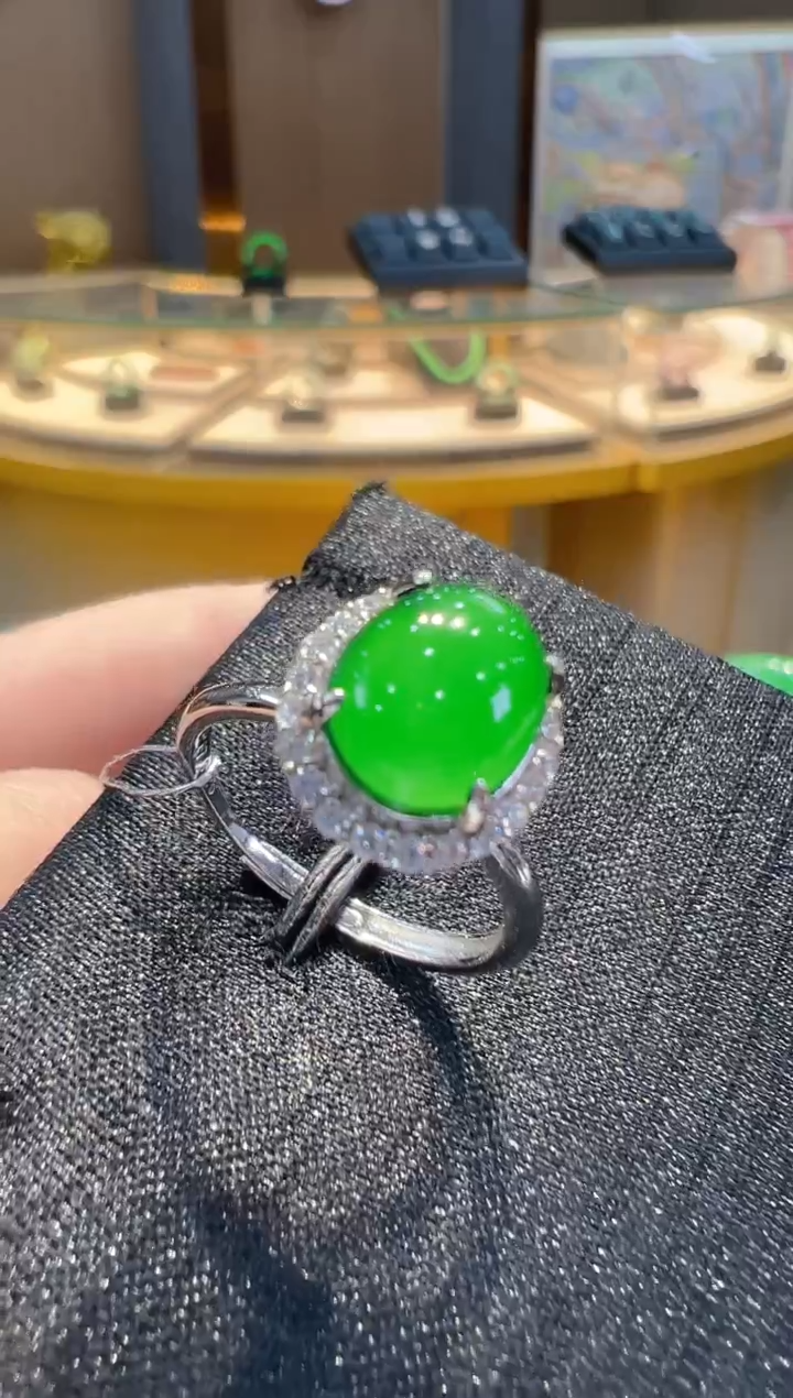 翡翠戒指银S925镶嵌多样性发其一