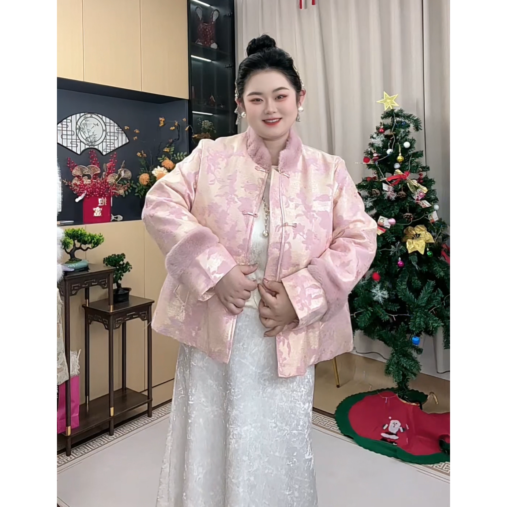 胖小旭【瑞气盈门】大码温婉国风提花棉衣女新中式改良唐装拜年服