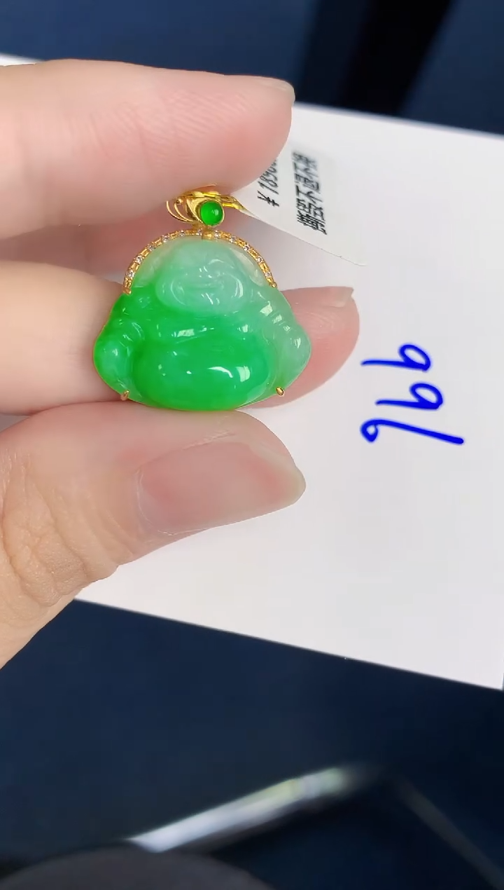 颈饰18K金镶嵌翡翠天然翡翠缅甸A货