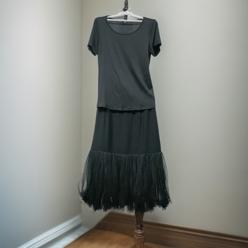 夏季圆领T恤上衣+半身裙两件套装A198裙子气质