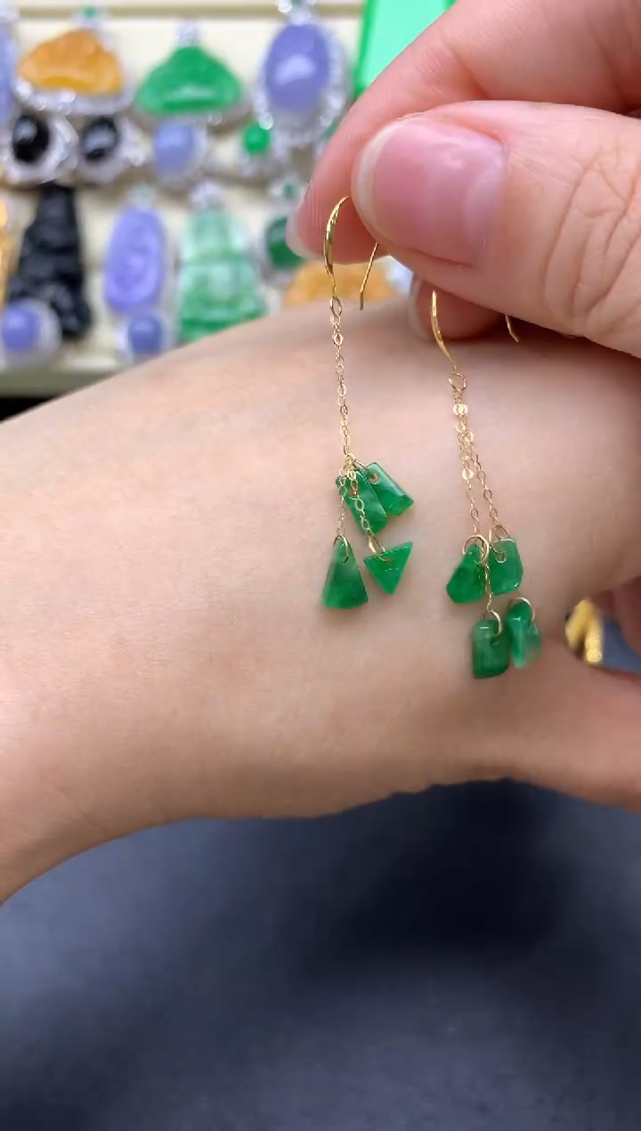 【闪购商品】翡翠耳饰18K金镶嵌109-中国好珍宝