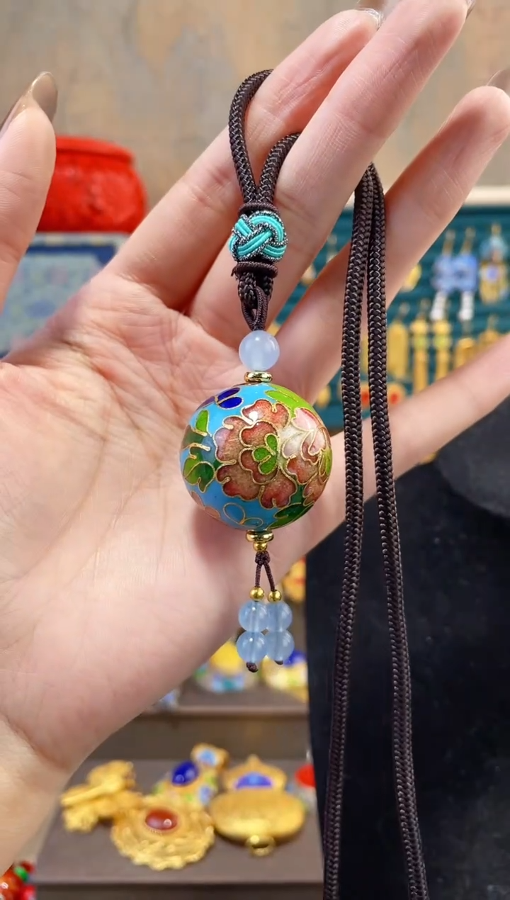 【闪购商品】非遗景泰蓝银蓝3.0单珠编绳款天蓝