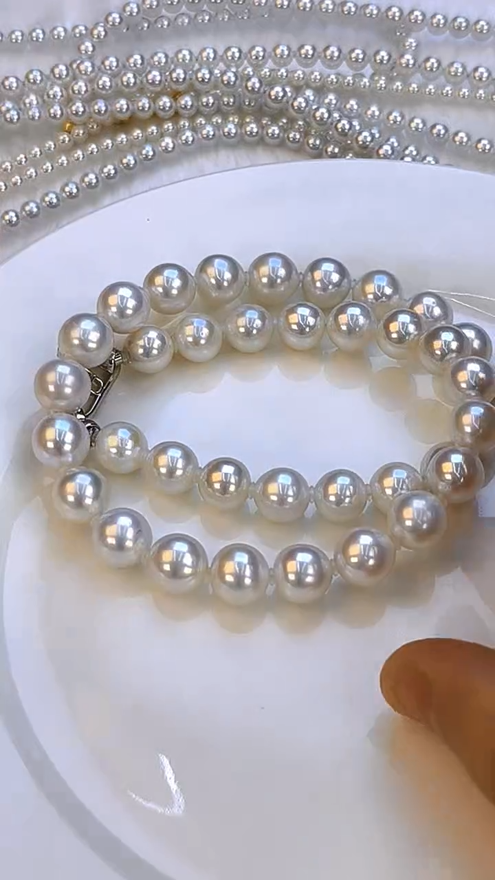 项链银S925镶嵌淡水珍珠10-11
