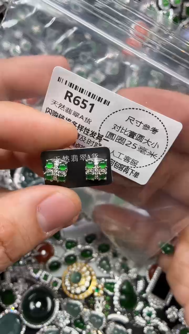 颈饰未镶嵌翡翠R651耳钉